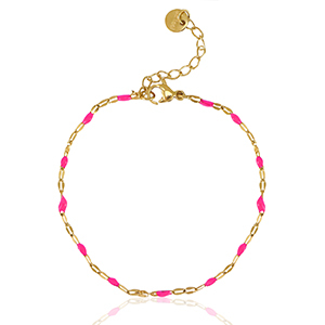 Stainless steel bracelets Neon Fuchsia Pink-Gold