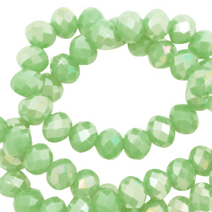 Top faceted beads 4x3mm disc Pastel green-AB coating