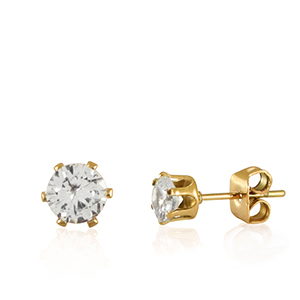 Stainless steel earrings cubic zirconia Gold