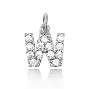 Brass TQ metal charms initial W Silver
