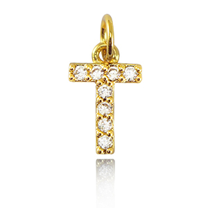 Brass TQ metal charms initial T Gold