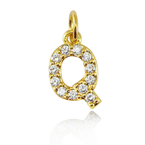 Brass TQ metal charms initial Q Gold
