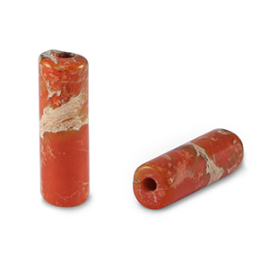 Natural stone beads tubes Rust Red