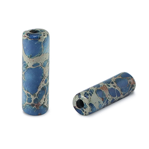 Natural stone beads tubes Denim Blue