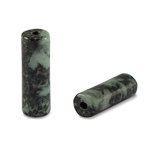 Natural stone beads igneous rock tubes Green-Black
