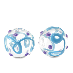 Glass beads handpainted Transparent-Blue Purple