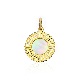 Stainless steel charms shell 12mm Gold-White (natural colour)