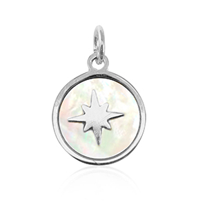 Stainless steel charms shell 10mm Silver-White (natural colour)