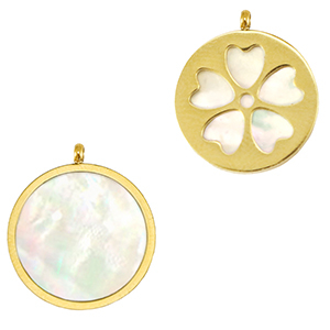 Stainless steel charms shell flower Gold-White (natural colour)