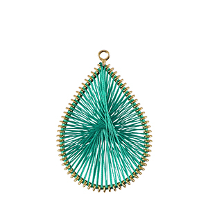 Crochet pendants with macram&eacute; bead cord drop Gold-Cabana Green