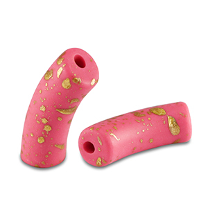 Acrylic beads tube matt Pink-Gold