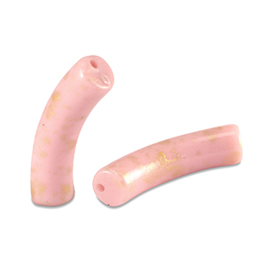 Acrylic beads tube shiny Light Pink-Gold