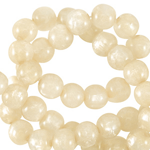 Polaris beads round 4 mm Mosso Prosecco White