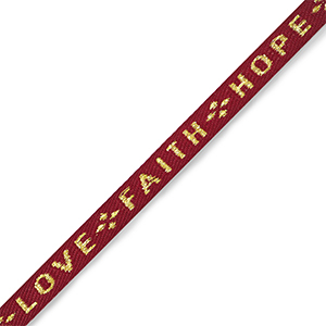 Ribbon text "love faith hope" Red-Gold