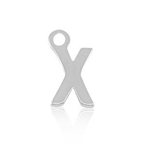 Stainless steel charms initial X Silver