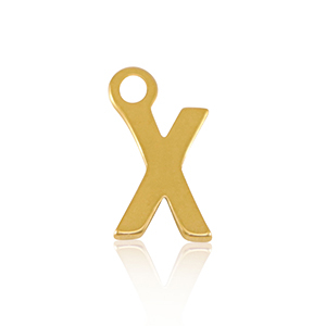 Stainless steel charms initial X Gold