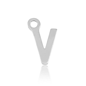 Stainless steel charms initial V Silver