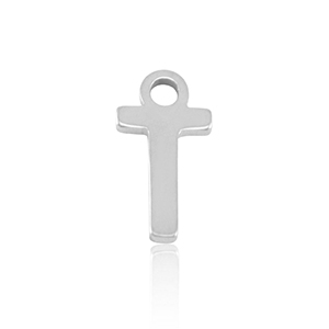 Stainless steel charms initial T Silver