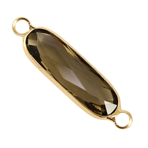 Crystal glass connectors oblong oval Brown-Gold