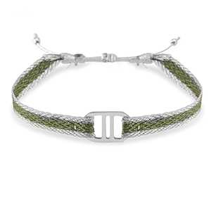 Ready-made Bracelets ribbon with Stainless steel connector Green-silver