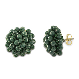 Top Faceted earrings with loop Dark Green