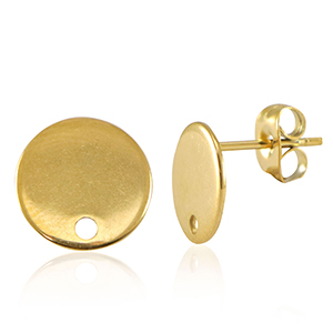 Stainless steel findings earrings / earpin with eye 10mm Gold