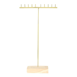 Jewellery display T-Shape for necklaces with wooden standard Natural-Gold