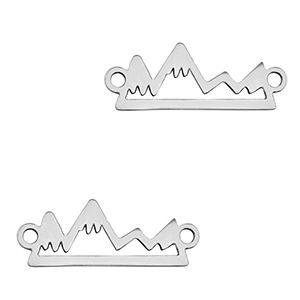 Stainless steel charms connector mountain Silver