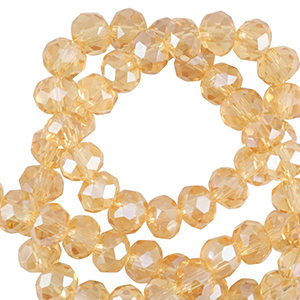 Top faceted beads 8x6mm disc Marigold Yellow-Pearl Shine Coating