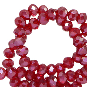 Top faceted beads 6x4mm disc Raisin Torte Red-Amber Coating