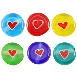 Millefiori beads disc heart 8mm Multicolour