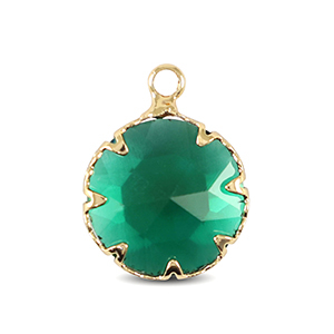 Crystal glass charms 13mm Classic Green-Gold