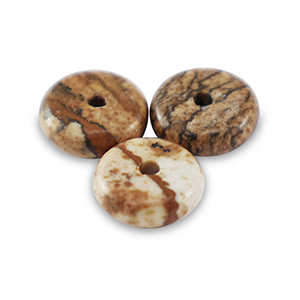 Natural stone beads Dalmatian Stone rondelle 6mm Desert Brown