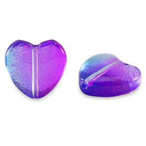 Glass beads heart Purple