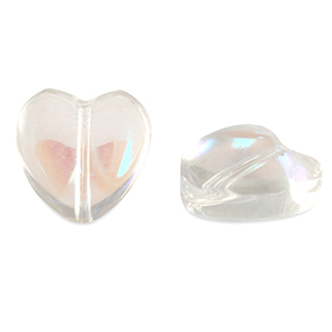 Glass beads heart Crystal AB
