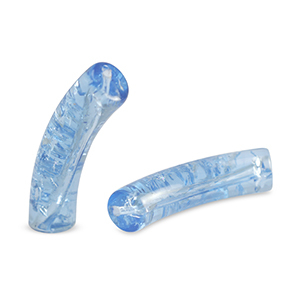 Acrylic tube beads crackled Carolina Blue
