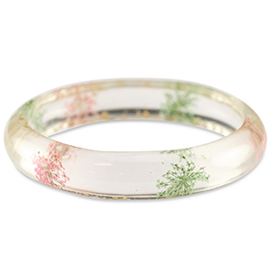 Ready-made Bracelets with dried flowers Light Pink Green-Gold