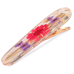 Hair accessories hairclips with dried flowers Red Purple-Gold