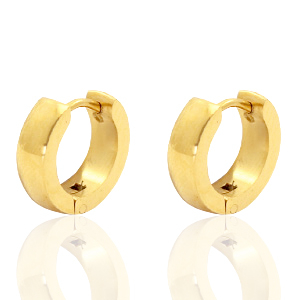 Stainless steel earrings creole rounded 13mm Gold