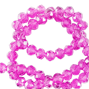 Top faceted beads 4x3mm disc Neon Pink