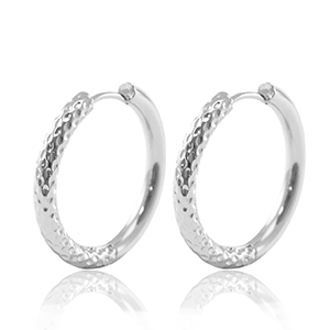 Stainless steel earrings creole reversible 23mm Silver