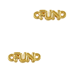 DQ European metal charms connector "FUN" Gold (nickel free)