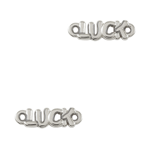 DQ European metal charms connector "LUCK" Antique Silver (nickel free)
