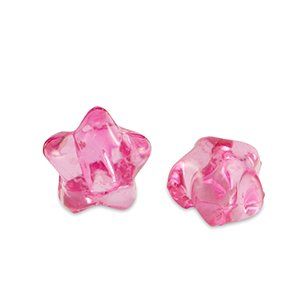 Acrylic beads star Magenta Pink Transparent