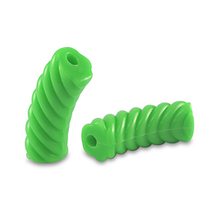 Acrylic tube beads twisted Green