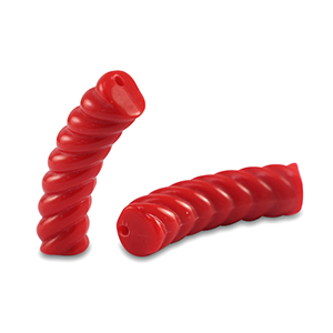 Acrylic tube beads twisted Red
