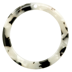 Resin pedants 35mm round Tortoise White