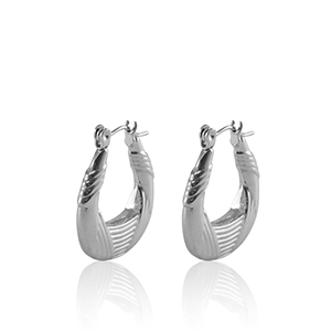 Stainless steel earrings creole oval Silver