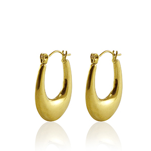 Stainless steel earrings creole oval Gold
