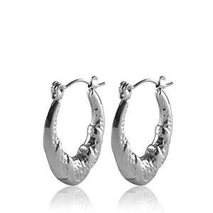 Stainless steel earrings creole oval Silver